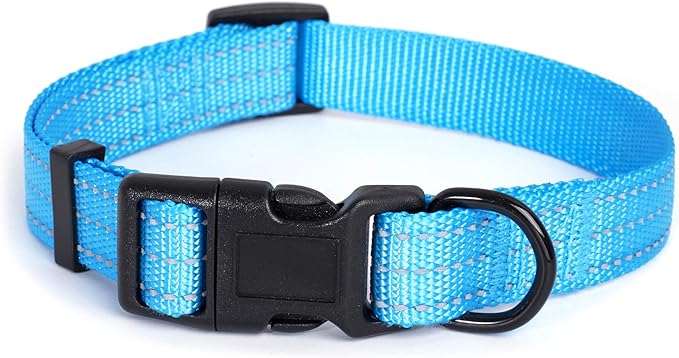Mile High Life Dog Collar | Nylon Reflective Dog Collars | Light Weight Puppy Collars | Dark Blue Dog Collars for Large Dogs (Dark Blue, Large)