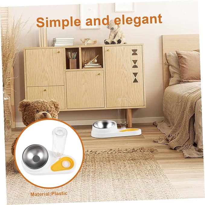 Automatic Pet Feeder and Water Bowl for Small Dogs and Cats, Detachable Anti-Fall Dog Cage Food Bowl, White Pet Feeding and Watering Supply for Puppies and Cats