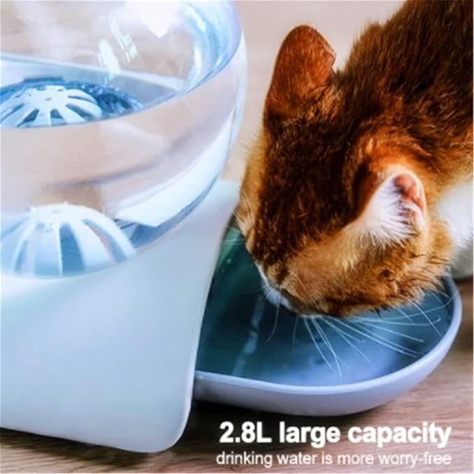 Automatic Dog & Cat Water Dispenser, 2.8L No Electricity Bubble Fountain, BPA- Pet Feeder (Blue)