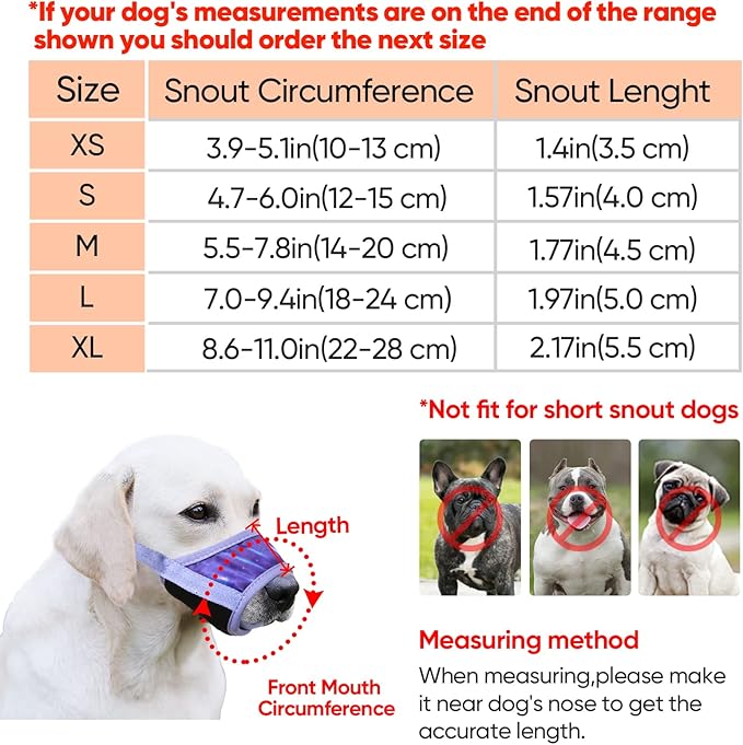 HEELE Dog Muzzle,Soft Nylon Muzzle Anti Biting Barking Chewing,Air Mesh Breathable Drinkable Adjustable Loop Pets Muzzle for Small Medium Large Dogs 4 Colors 4 Sizes (P-Meteor Purple, S)