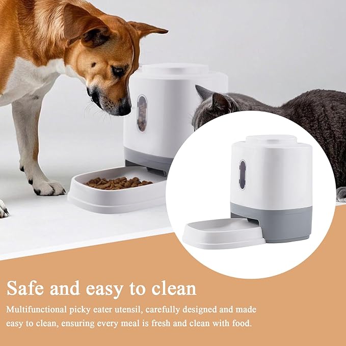 Dog Food Dispenser - 1.5L Press Automatic Cat Feeder with Integrated Bowl, Slow Feeding Station, Interactive Enrichment Toy, Gravitys Flow Kibble Organizer for Small Medium Puppy Kitten
