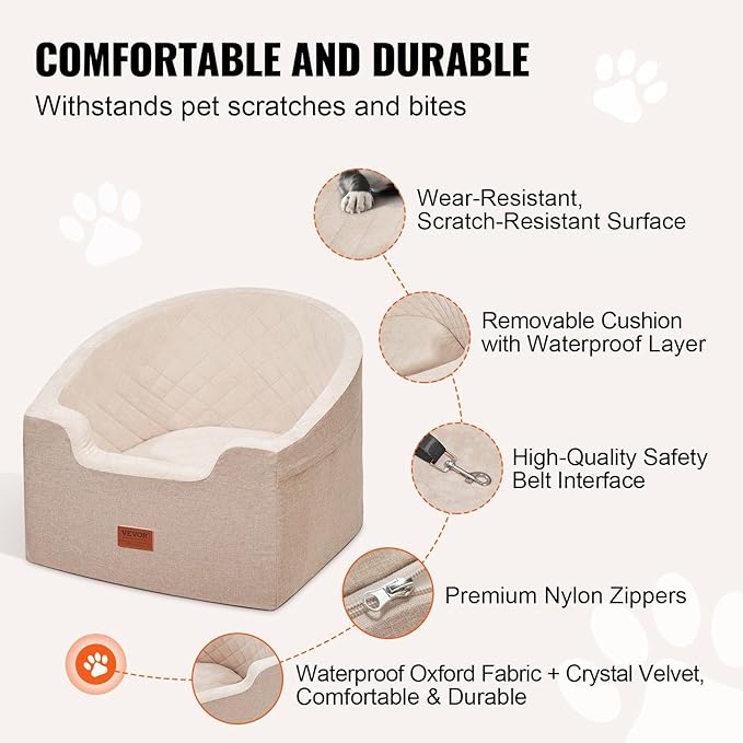 Dog Booster Car Seat Pet Car Seat for Small Medium Dog up to 55 lbs Brown