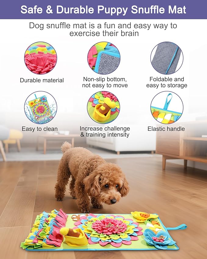 JXTZ Snuffle Mat for Dogs -30.7 * 18.9inch Pet Treats Feeding Mat, Interactive Dog Puzzle Toy for Boredom, Dog Feeding Mats for Slow Feed, Relieve Anxiety, Encourages Natural Foraging Skills