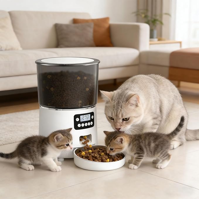 Quiet USB Powered 4L Dog Feeder Button Version Control for Automatic Timed Feeding Large Capacity for Busy Owners USB Feeder