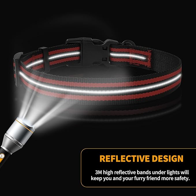 Mile High Life Reflective Dog Collar | Nylon Pet Collars wiith Buckle | Light Weight Puppy Collars | Red Dog Collars for Medium Dogs (Red, M)