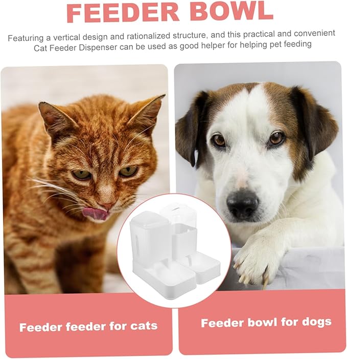 Totority 1set Automatic Cat Feeder Dispenser Pet Water Holder -fed Design for Cats and Dogs Elegant Feeder and Water Bowl Convenient