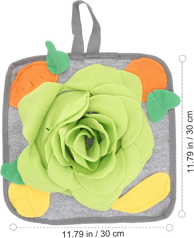 Mikikit Rabbit Foraging Mat- Funny Interactive Nose Work Mat for All Animal Slow Feeding Mat, Nosework Training Squeaky Snuffle Treat Food Mats