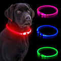LED Dog Collar, Waterproof Light Up Dog Collar Rechargeable, Dog Safety Necklace for Night Walking, Adjustable Cut-to-Fit Silicone Collar Small Medium Large Dog 27.5” Cuttable (Red)