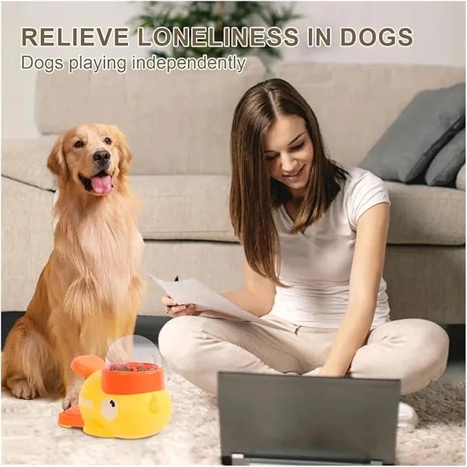 Interactive Dog Puzzle Feeder - Cartoon Duck Design, Slip Automatic Treat Dispenser for Pet Training(B)