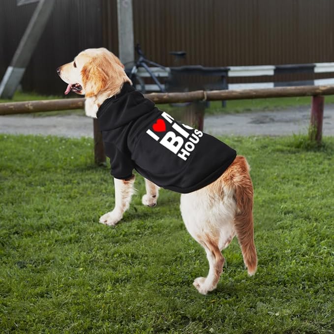 GreenJoy Dog Sweater Dog Hoodie Cold Weather Coat Hooded Sweatshirt for Puppies,Cats, Small Medium Large Dogs (Black(House), Large/X-Large)