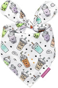 LunaMarie - Luxury Pet Birthday Bandanas -Premium & Silky Poly Fabric | 100% Handmade | Custom Shape Dual Layered (Boba, Medium)