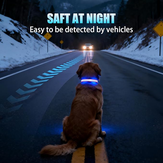 LED AirTag Dog Collar - Brightest Light Up Dog Collars - IP68 Waterproof Air Tag Dog Collar Holder - 1,600 Feet of High Visibility - Magnetic Charging - Dog Lights for Night Walking, Pink XL