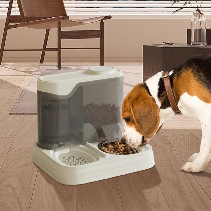 Automatic Dog Feeder – Travel Pet Food Bowl, Splash-Proof Puppy Water Dispenser | Multi-Pet Households Self Feeding Station, 2-in-1 Food Water Container for Apartment and Vacation Use