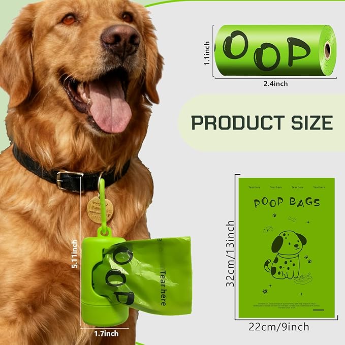 Dog Poop Bags Rolls with Dispenser - Scented & Leak-Proof Dog Waste Bags in Green/Black, 13x9 Inch Extra Large Poop Bags for Dogs, 120/360/630 Counts