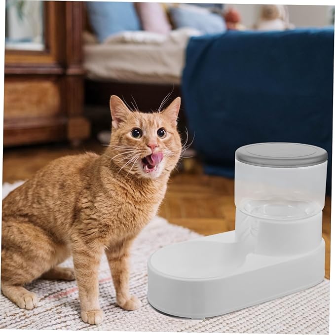 SUPVOX Automatic Cat Food Dispenser Convenient Pet Feeder Texture for Monitoring Design for Cats and Dogs Effortless Filling Gentle Gray