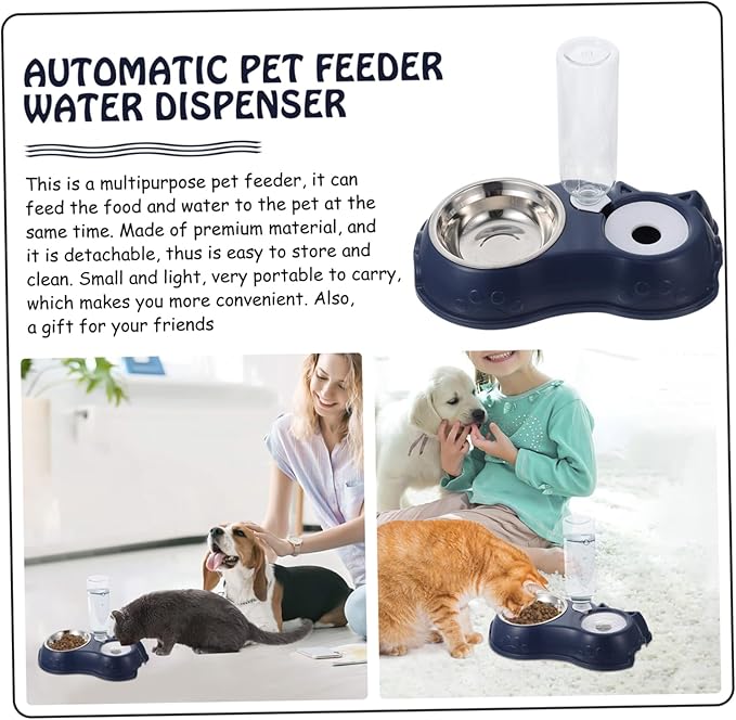 1 Set Automatic Pet Feeder and Water Dispenser Dual Bowl and Cats Easy Volume Observation for Busy Pet Owners Convenient Feeding