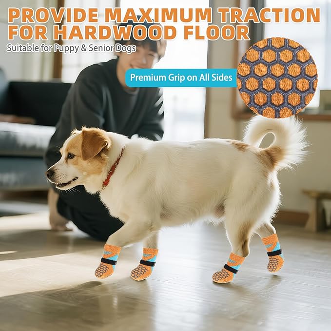 KOOLTAIL Dog Socks for Hot/Cold Pavement, Breathable & Warm Dog Socks to Prevent Licking Paws, Non Slip Pet Boots & Paw Protectors for Hardwood Floor,Grippy Shoes for Small Medium Large Senior Dogs