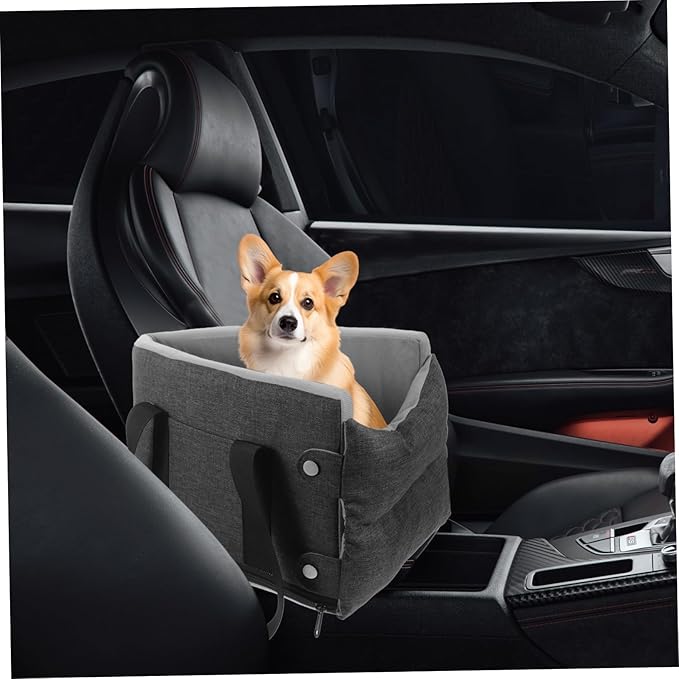 POPETPOP Dog Car Seat for Pets Portable Center Console Design Comfortable Durable Travel Seat for Dogs and Cats for All Seasons Fits Car Models