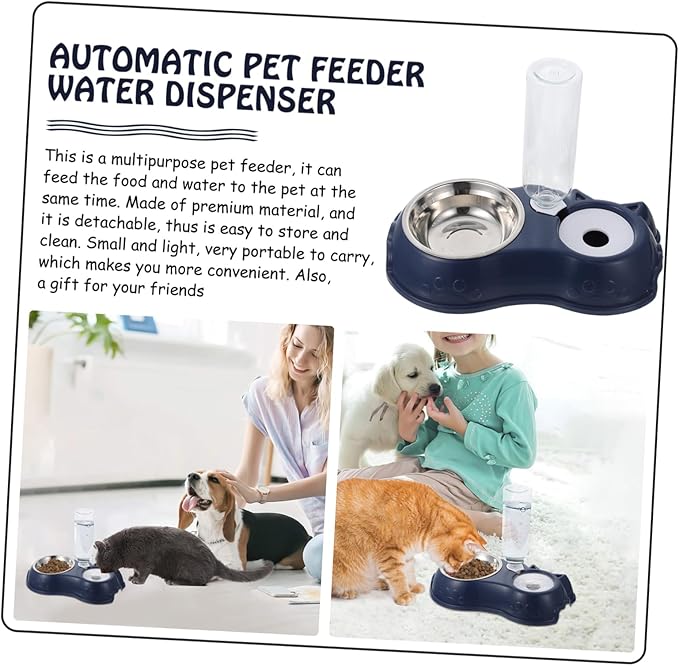 HANABASS 1set Pet Food and Water Dispenser Detachable Dual Feeder for Cats and Dogs and Non-Skid Design Easy to Automatic Pet Bowl