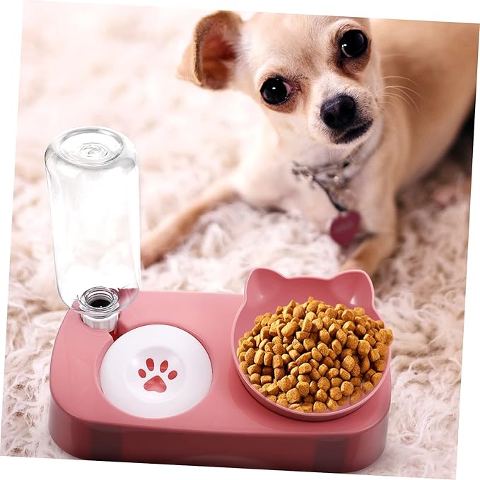 DECHOUS Non-Slip PET Drinking Bowl Set Stable Automatic Water Dispenser Food Feeder for Cats and Dogs Sturdy Spill Design for Indoor Use