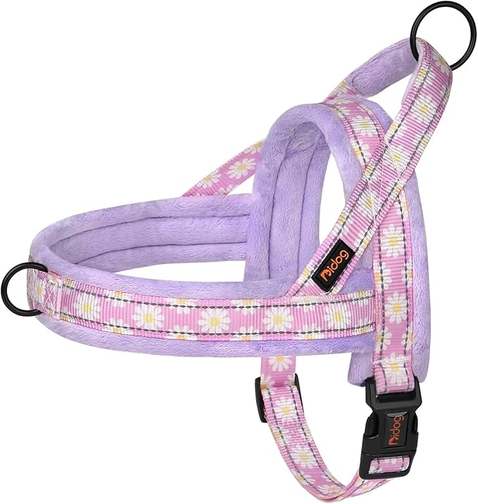 Didog No Pull Dog Harness with Soft Padded, Easy Walk Dog Harness with Quick Release Buckle, Adjustable & Reflective Pet Harness with Soft Padded for Medium Dogs (M:Chest 22-26", Purple)