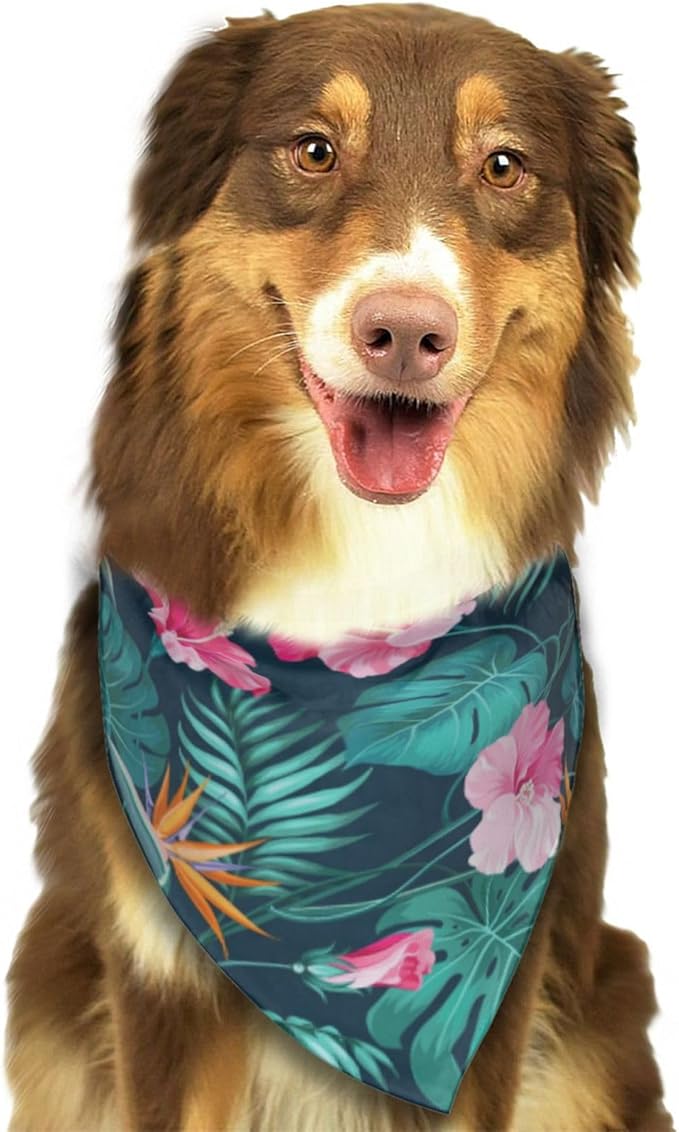 Hawaii Hawaiian Flower Leaf Dog Bandana Scarf Triangle Bibs Pet Accessories Cat Kerchief