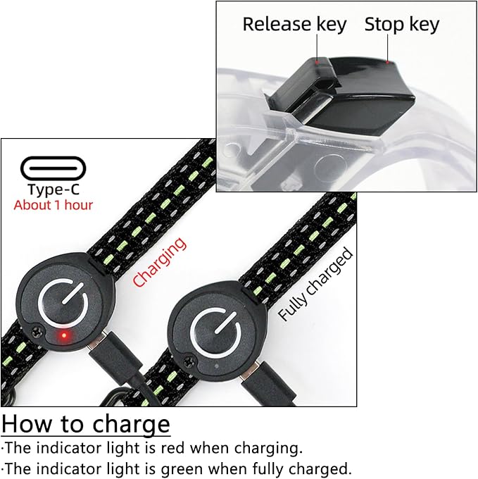 Luwint LED Dog Leash Retractable 8.8ft - Light Up Dog Leashes for Night Walking, USB Rechargeable Waterproof Lighted Leash with 3 Modes Green Light