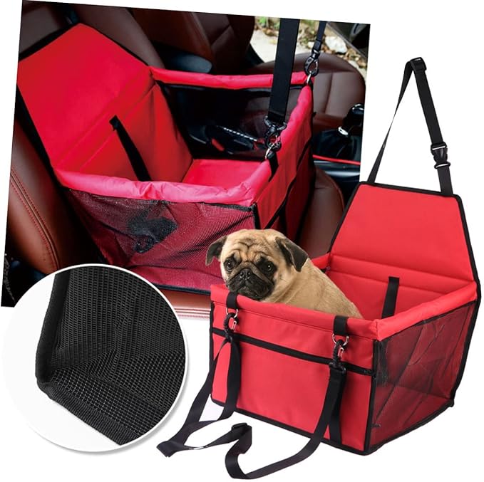 Sosoport Mesh Pet Bag for Car Dog Car Seat Thick Support Rods Safe Travel Companion