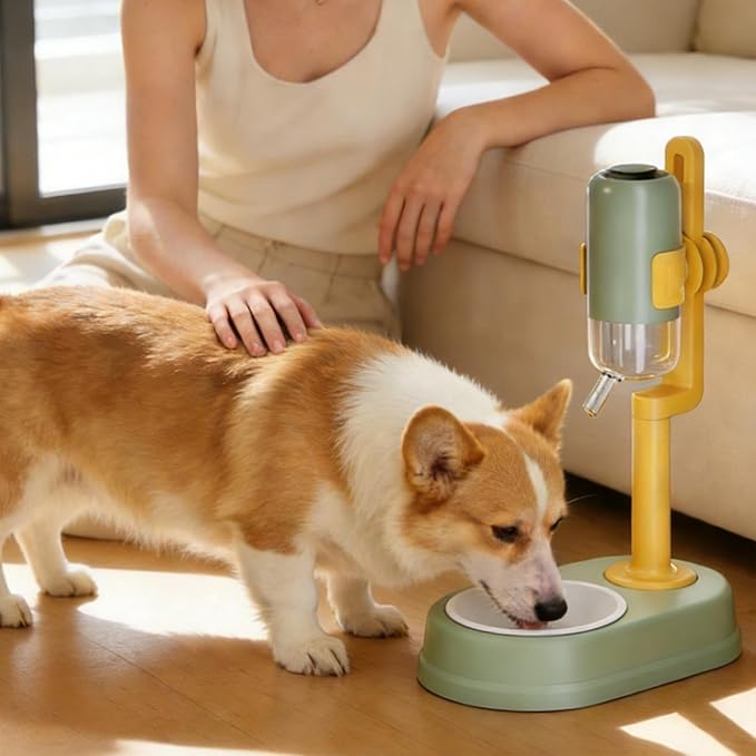 Water Bowl Dispenser for Dogs, Drinker with Adjustable Height, 750 ml Water Dispenser in Standing Pet Bowl with Adjustable Height | for Small Animals, Hamster, Squirrel, Hedgehog and