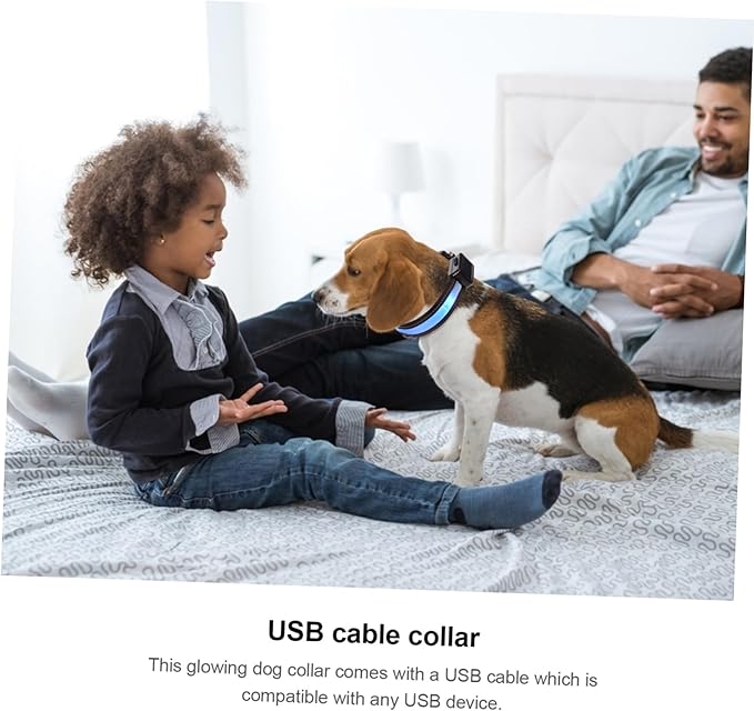 UPKOCH LED USB Rechargeable Glowing Dog Collar Light Up PET Collar Flashing Function Adjustable Size for Dogs and Cats Suitable for Nighttime Walks