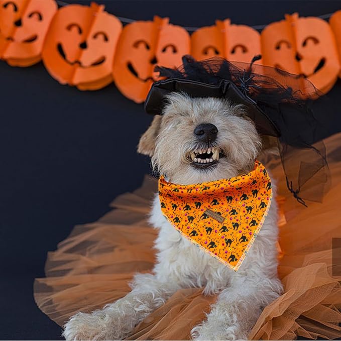 Elegant little tail Dog Bandana, Fall Dog Scarf Dog Bandana Halloween Adjustable Dog Scarf Handkerchief Boy Girl Dog Bibs Scarf for Square Dog Kerchief for Small Large Dogs
