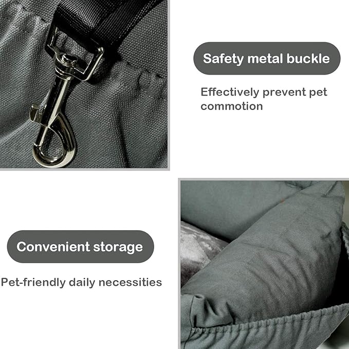 Dog Car Seat, Puppy Booster Seat for Small Medium Dogs Cats,Dog Travel Car Carrier Bed Car Safety Seats with Storage Pocket and Clip-On Safety Leash and Removable Washable Cover