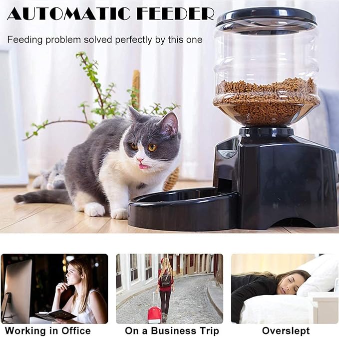 Pet Feeder for Cats and Dogs - Automatic Dry Food Dispenser 5.5L Capacity Pet Bowl,Portion Control,Voice Recorder,Programmable Timer for Up to 3 Meals Per Day
