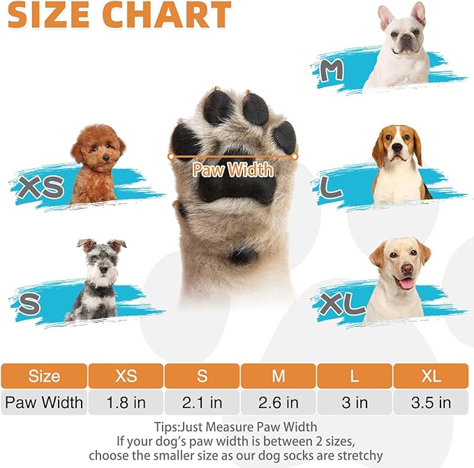 KOOLTAIL Dog Socks for Hot/Cold Pavement, Breathable & Warm Dog Socks to Prevent Licking Paws, Non Slip Pet Boots & Paw Protectors for Hardwood Floor,Grippy Shoes for Small Medium Large Senior Dogs