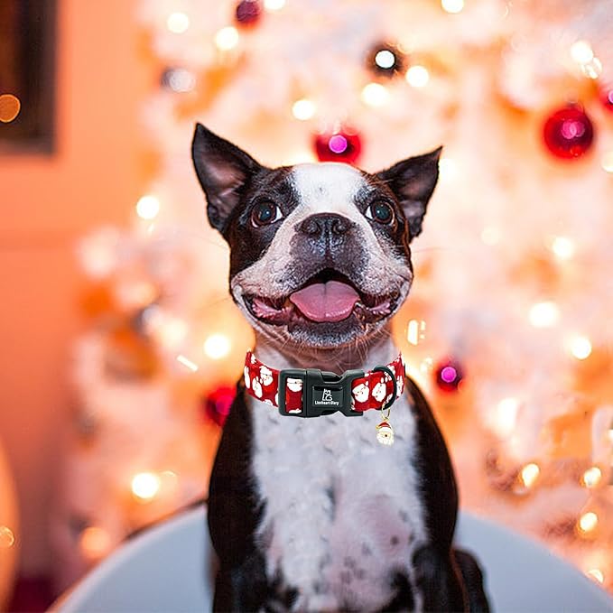 Lionheart glory Christmas Dog Collar Red Santa Claus Cute Dogs Collar - Adjustable Unique Design Safety Soft Collars for Small Dogs Female Male Xmas Puppy Collars