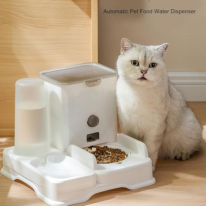 Automatic Pet Feeder, Large Capacity All in One Food Water Dispenser Pet Feeder Station for Home Travel