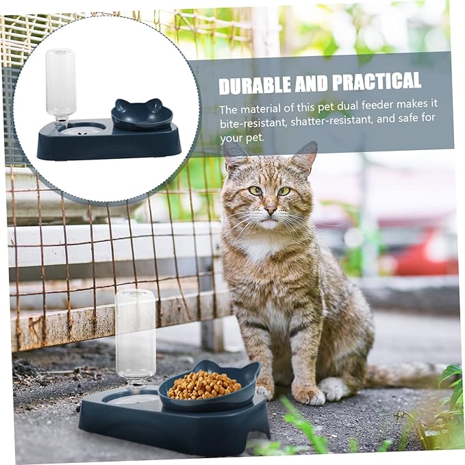 SUPVOX 1set Automatic Dog Water Bowl and Cat Feeder Non-Slip Base Dual Function Pet Drinking and Food Serving Dish Easy to Clean and Use for Busy Pet Owners
