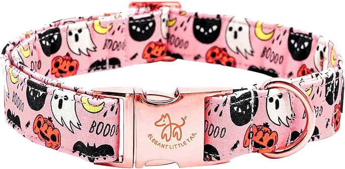 Elegant little tail Halloween Dog Collar, Autumn Pet Collar Durable Pink Dog Collars Male or Female Holiday Pet Gift Adjustable Dog Collar for X-Small Dogs