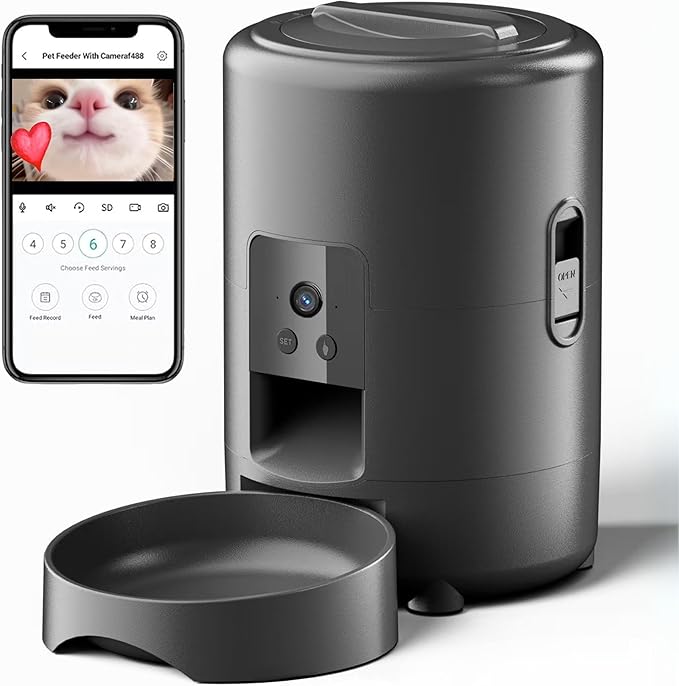 PeekABowl Smart Pet Feeder - Automatic & Interactive Feeder - Live Camera, 2-Way Audio, Feeding App, 2L Capacity - Cat & Dog