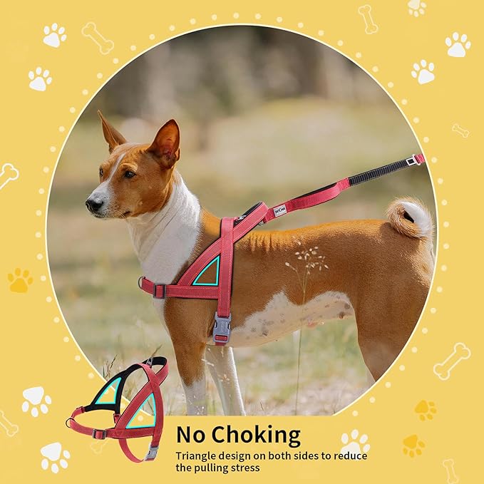 No Pull Dog Harness, Reflective Puppy Harness with Soft Padded Handle, Escape Proof/Quick Fit Adjustable Pet Harness for Small Medium Large Dogs, Easy for Training Walking (Red, XL)