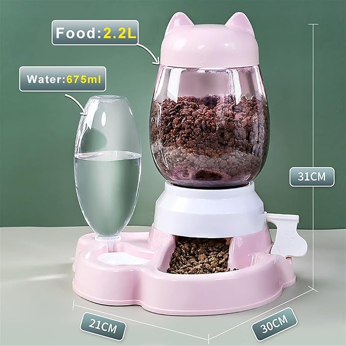 Massage cushion 2.2L Pet Water Dispenser Cat Automatic Feeder Plastic Dog Water Bottle Food Water Pet Feeding Bowl Drinking Feeder Device (Color : Grey1) (Pink1)