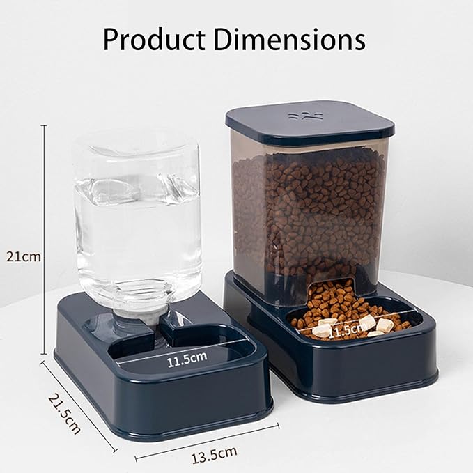 2-in-1 pet Feeder/Water Bottle Set, Suitable for Cats and Dogs, Large Capacity. Automatic Feeder and Water Dispenser, Suitable for Dogs, Cats, and Other Pets (Dark Gray)