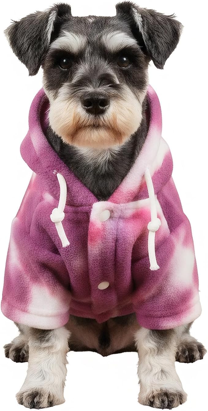 Mklhgty Tie Dye Dog Hoodie, Winter Coat for Small Dogs - Ultra-Soft Adjustable Warm Hood, Breathable Comfort Fabric for Daily Use
