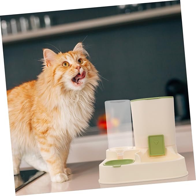 Kisangel Large Capacity Automatic PET Water Feeder and Food Dispenser Detachable Dog and Cat Bowl Dry-Wet Separation Design for Cats and Puppies