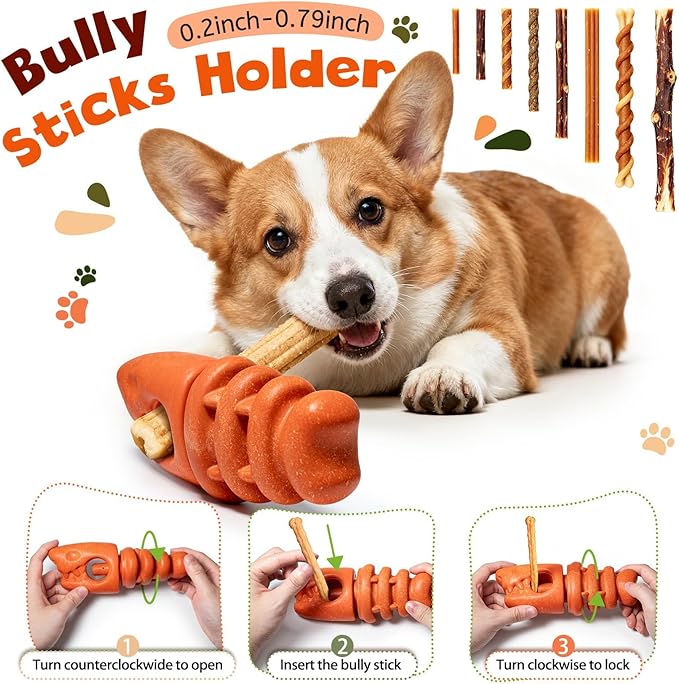 Bully Stick Holder for Aggressive Chewers,Dog Toys to Keep Them Busy,Bully Sticks Holder to Prevent Choking,Dog Chew Holder Fit Various Bully Sticks and Dog Sizes,Gift for Dogs