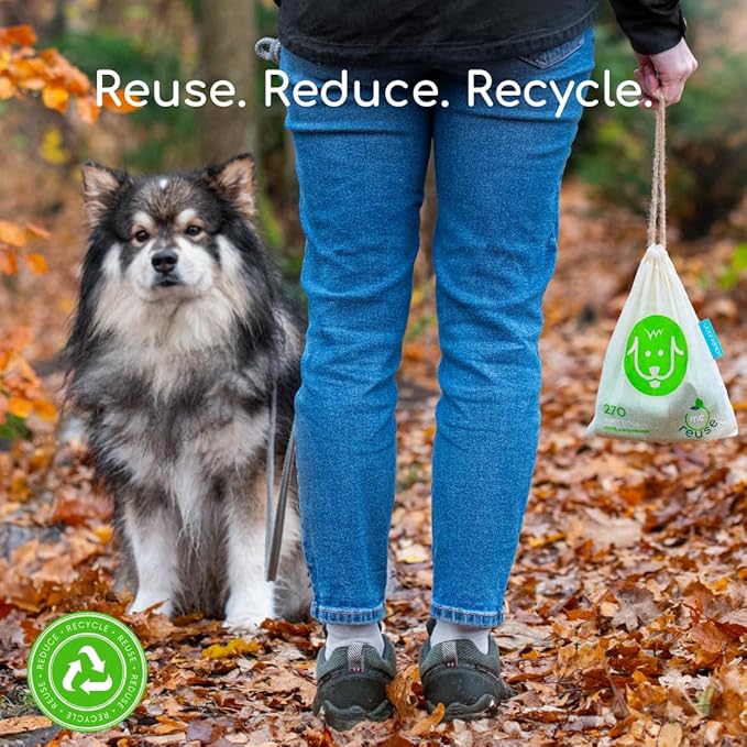 Woofpanion Dog Poop Bags Rolls - Poop Bags for Dogs - Leak Proof and Extra Thick Dog Bag - Made from Recycled Plastic Unscented Refill Rolls for Easy Cleanup, 270 Bags