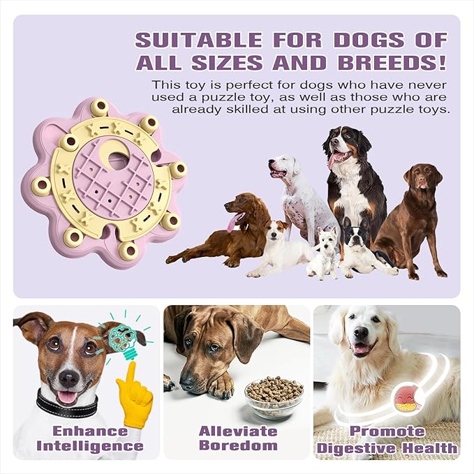 KADTC 3 Levels of Step-by-Step Challenge,Beginner to Advanced Dog Puzzle Toys,U.S. Brand,Design Treat Puzzles for Small Medium Large Dogs Mental Stimulation Enrichment Food Slow Feeder Puppy Pink Toy