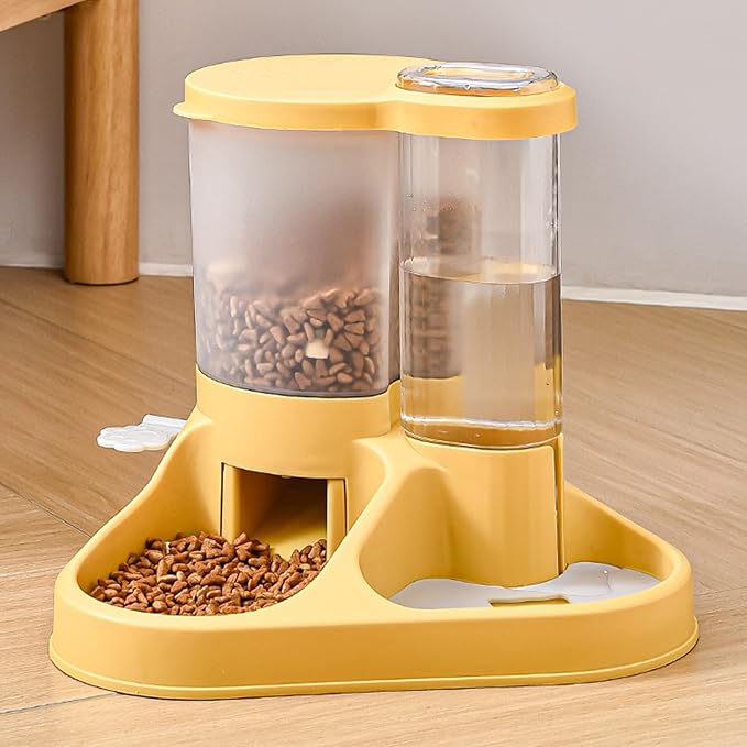 Automatic Dog Feeder Waterer, Food, Large Capacity Transparent with Slip Pad, Multipurpose Feeder for Dogs Puppies Cats, Includes Food Storage Compartment