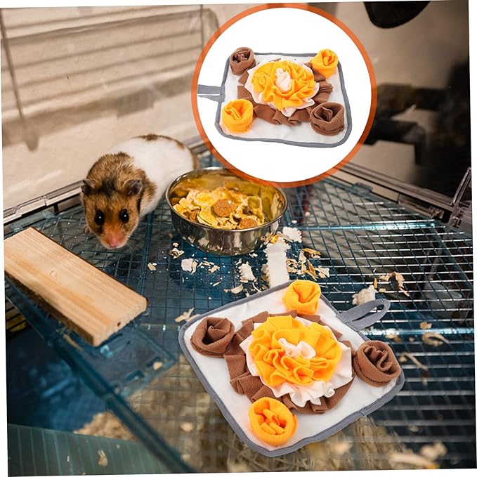 Totority Small Pet Snuffle Mat for and Hamsters Nose Work Feeding Pad for Sniffing Training Prevents Obesity Stimulates Foraging Instincts Non- Design White and Orange