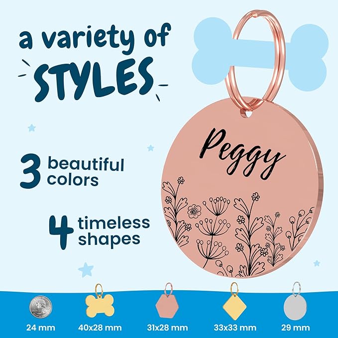 PawFurEver Dog Tags Personalized with Breed Design - Custom Dog Tags for Pets - Dog ID Tags Personalized for Pets - Stainless Steel Dog Collar Tag - Pet Name Tags for Dogs (Diamond, Gold)